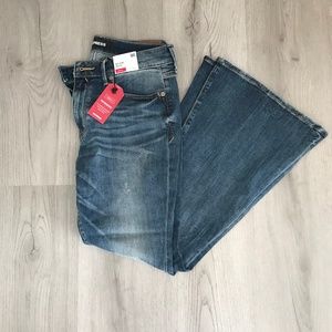 Express Stretch Mid Rise Bell Flare Jeans NWT